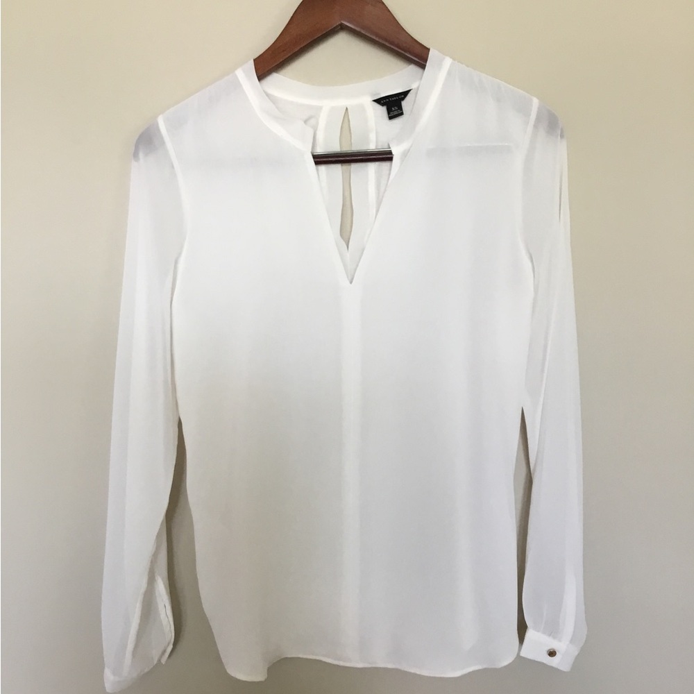 Ann Taylor Semi Sheer Cream Long Sleeved Blouse - Size XS